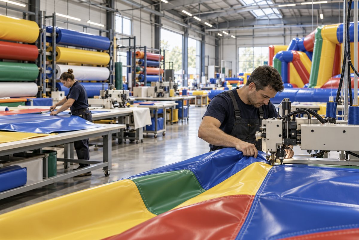 Atelier de fabrication de structures gonflables : soudure de bâches PVC